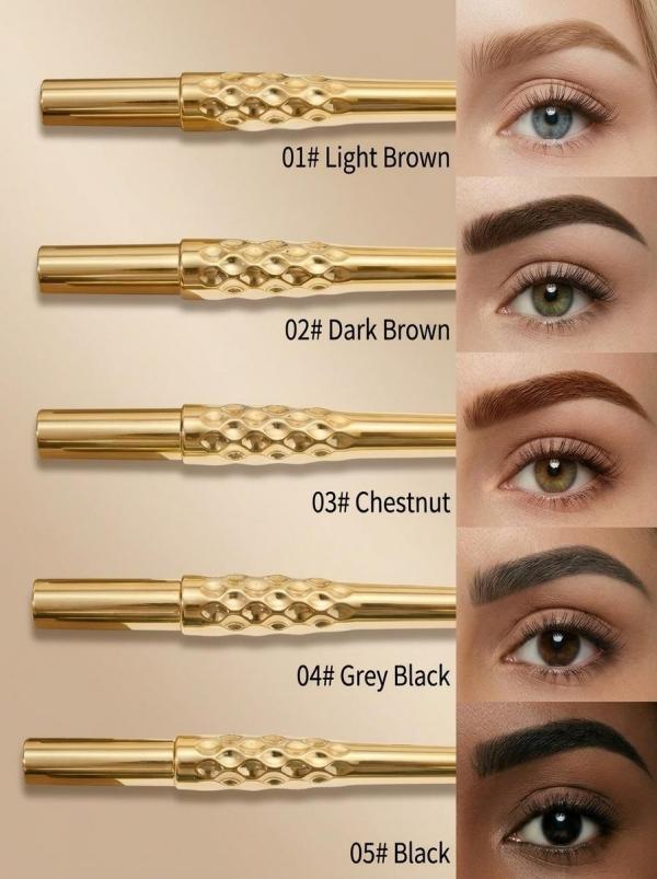 LAHERSR 4-Tip Microblade Eyebrow Pen – Elegant Gold Edition | 1.5ML