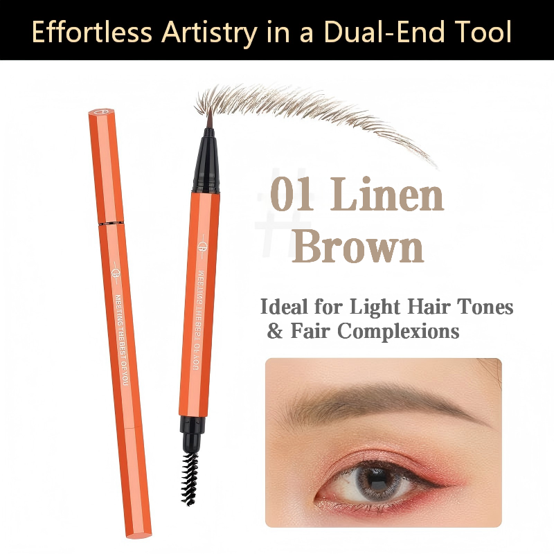 Lahersr Octagonal Dual-Ended Eyebrow Pencil - Precision Tip & Spoolie Brush